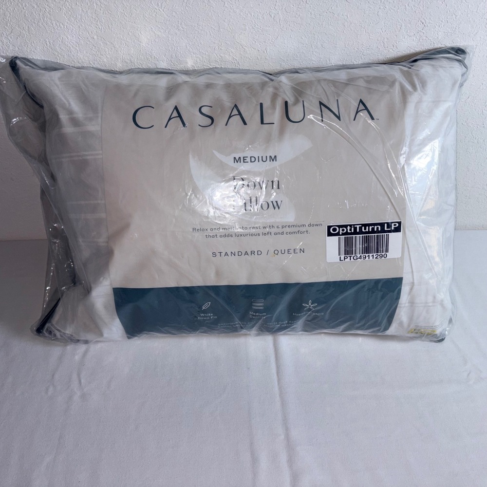 Casaluna Down Pillow Standard Queen White New Medium Density luxury bedding